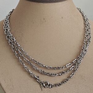 Elegant Trifari Ultra Long Silver Tone Chain Necklace